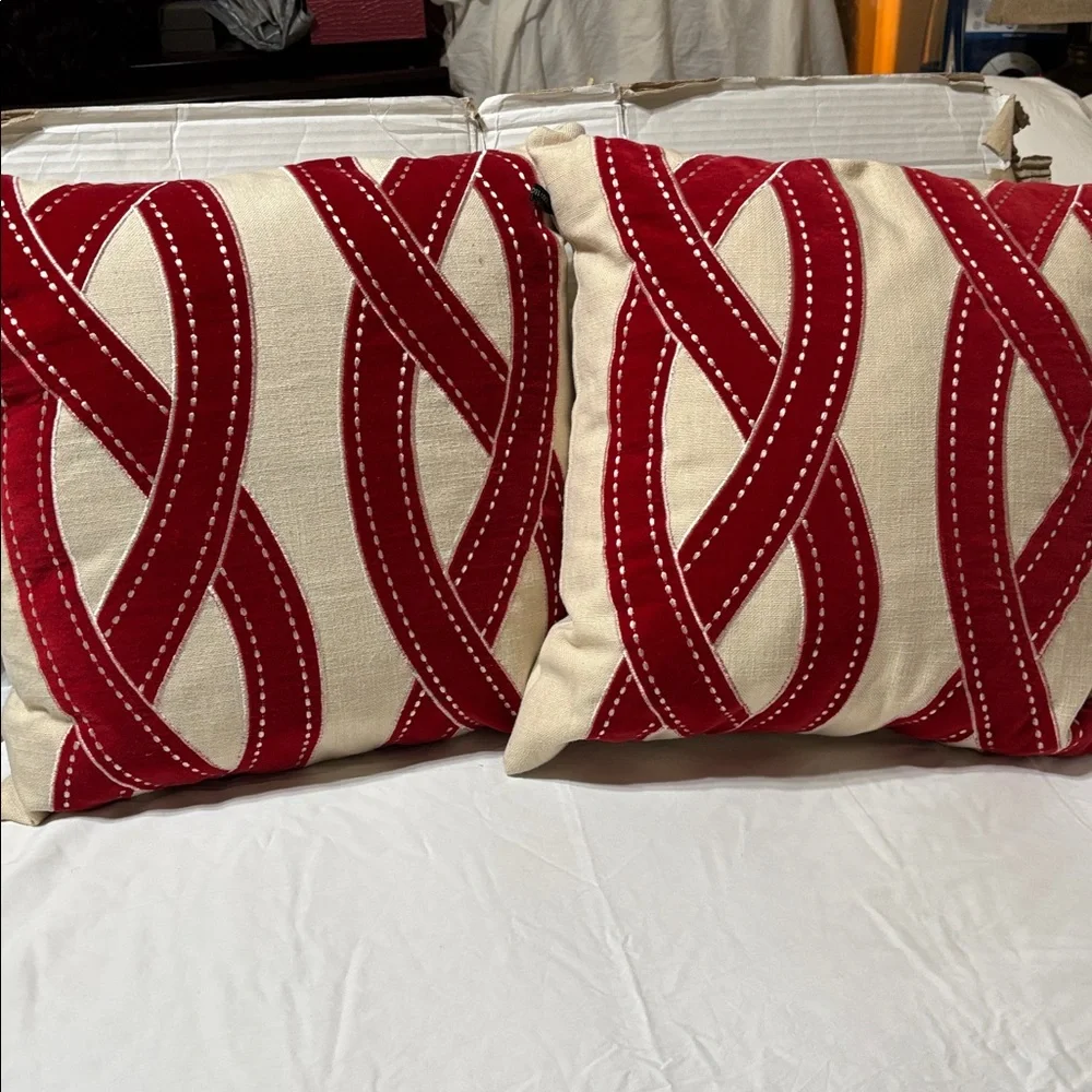 Rodeo Home decorative  Red and Cream Pillow X2. NWOT